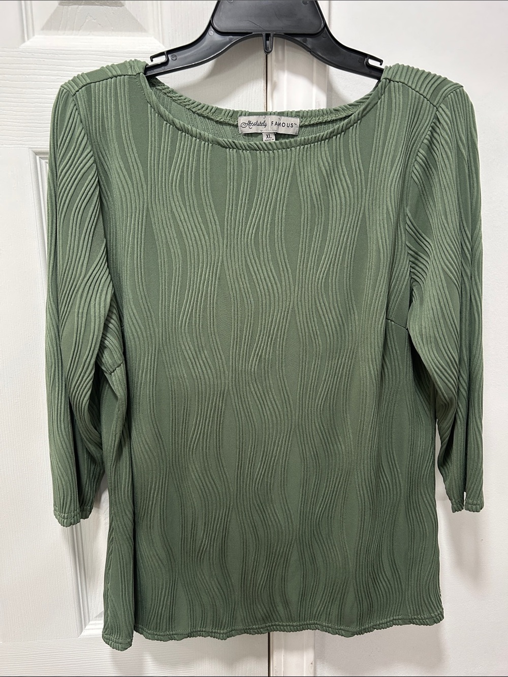 Absolutely Famous Sage Green Textured Long Sleeve Top
